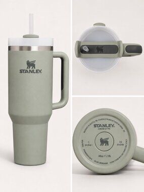 STANLEY Quencher H2.0 FlowState 40 oz Tumbler Eucalyptus Green Handle Cup